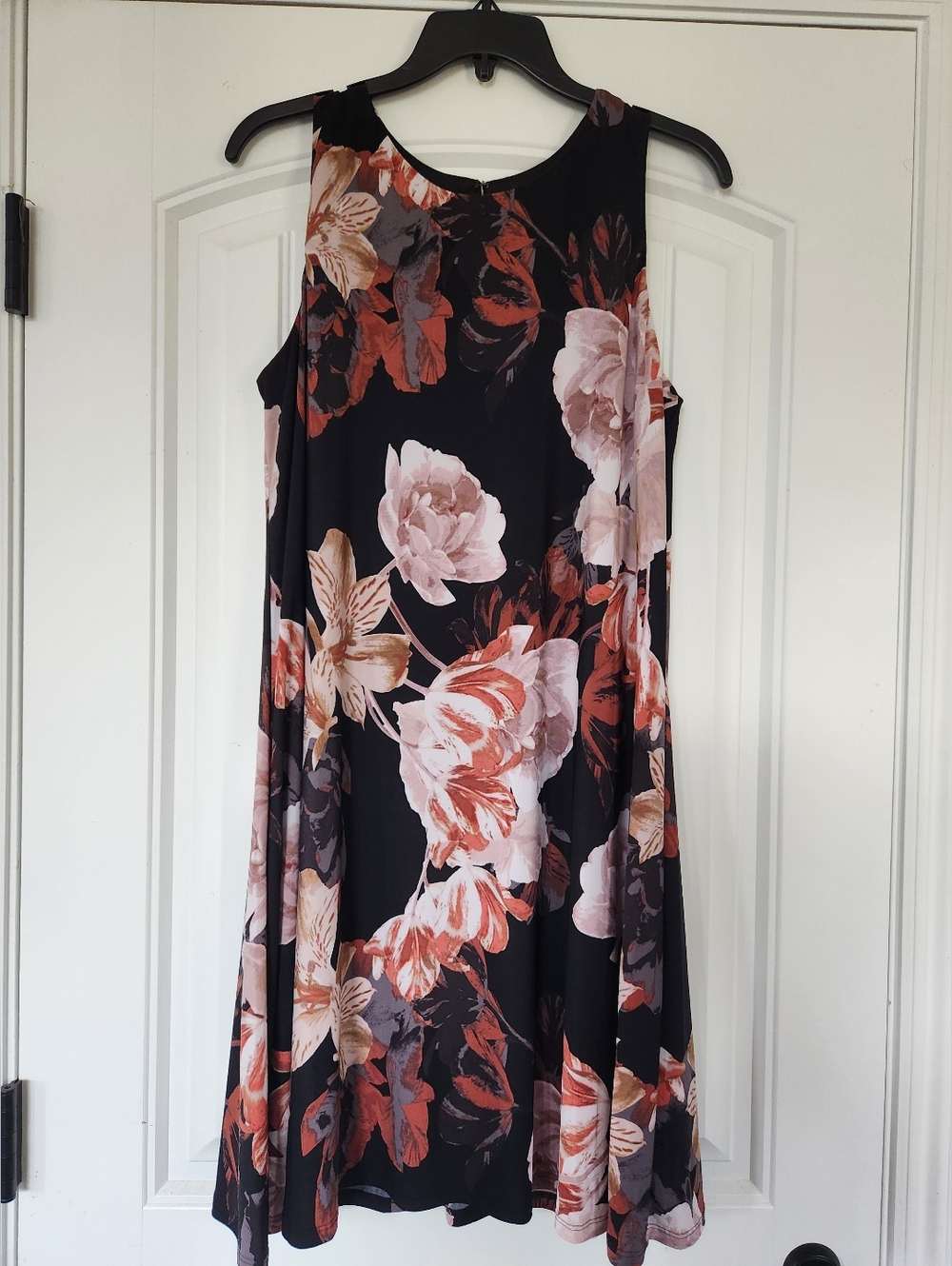 Anne Klein Floral Sleeveless A-Line Dress - Black & Pink - Size 10- Has Pockets